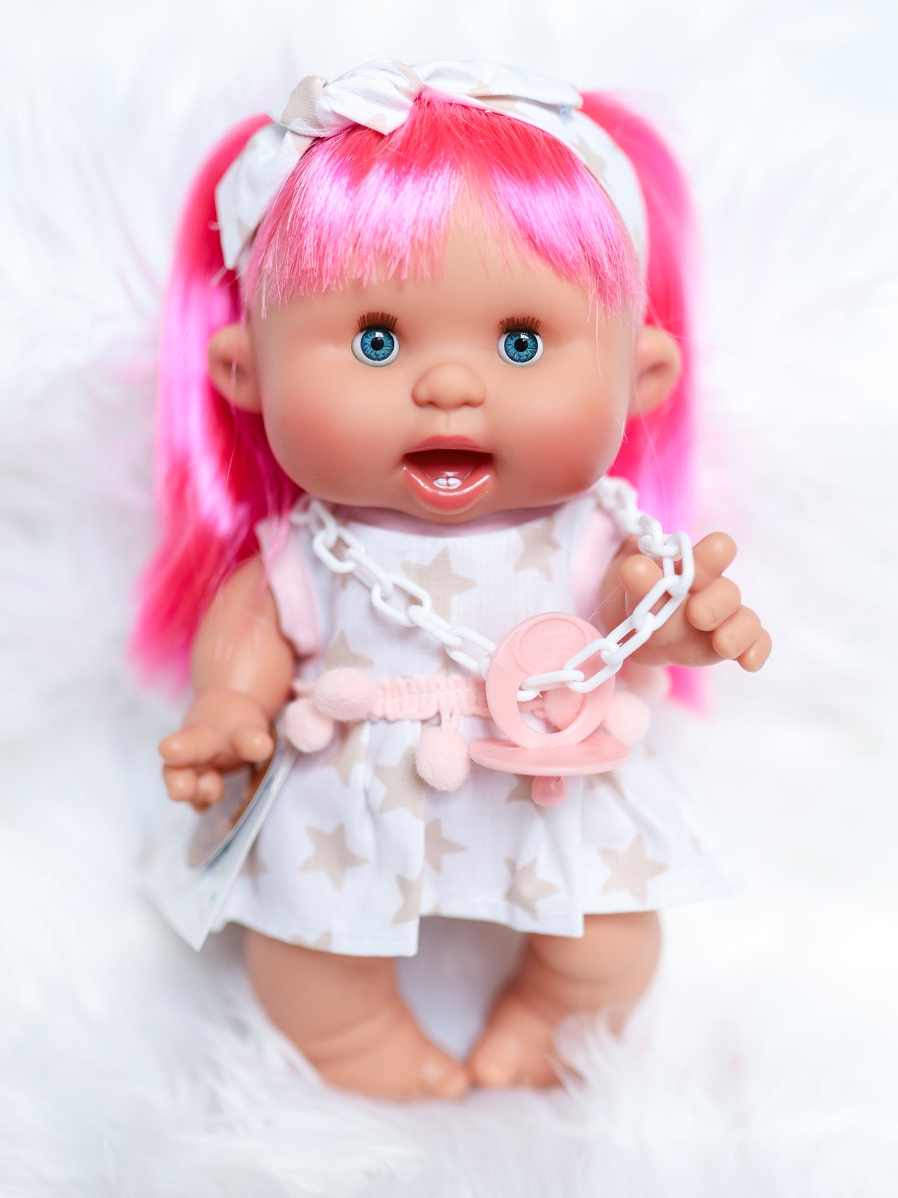 Lana - Authentic Pepotes 10.2" Girl Doll with Hot Pink Hair and Sleepy Eyes
