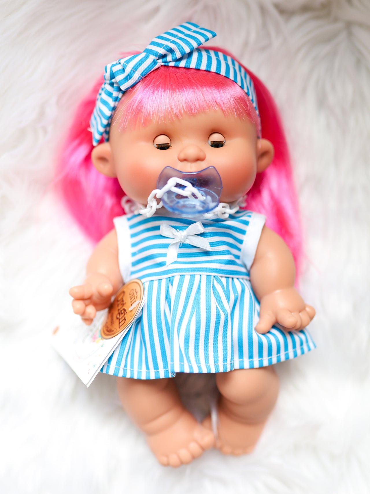 Louisa - Authentic Pepotes 10.2" Girl Doll with Hot Pink Hair and Sleepy Eyes