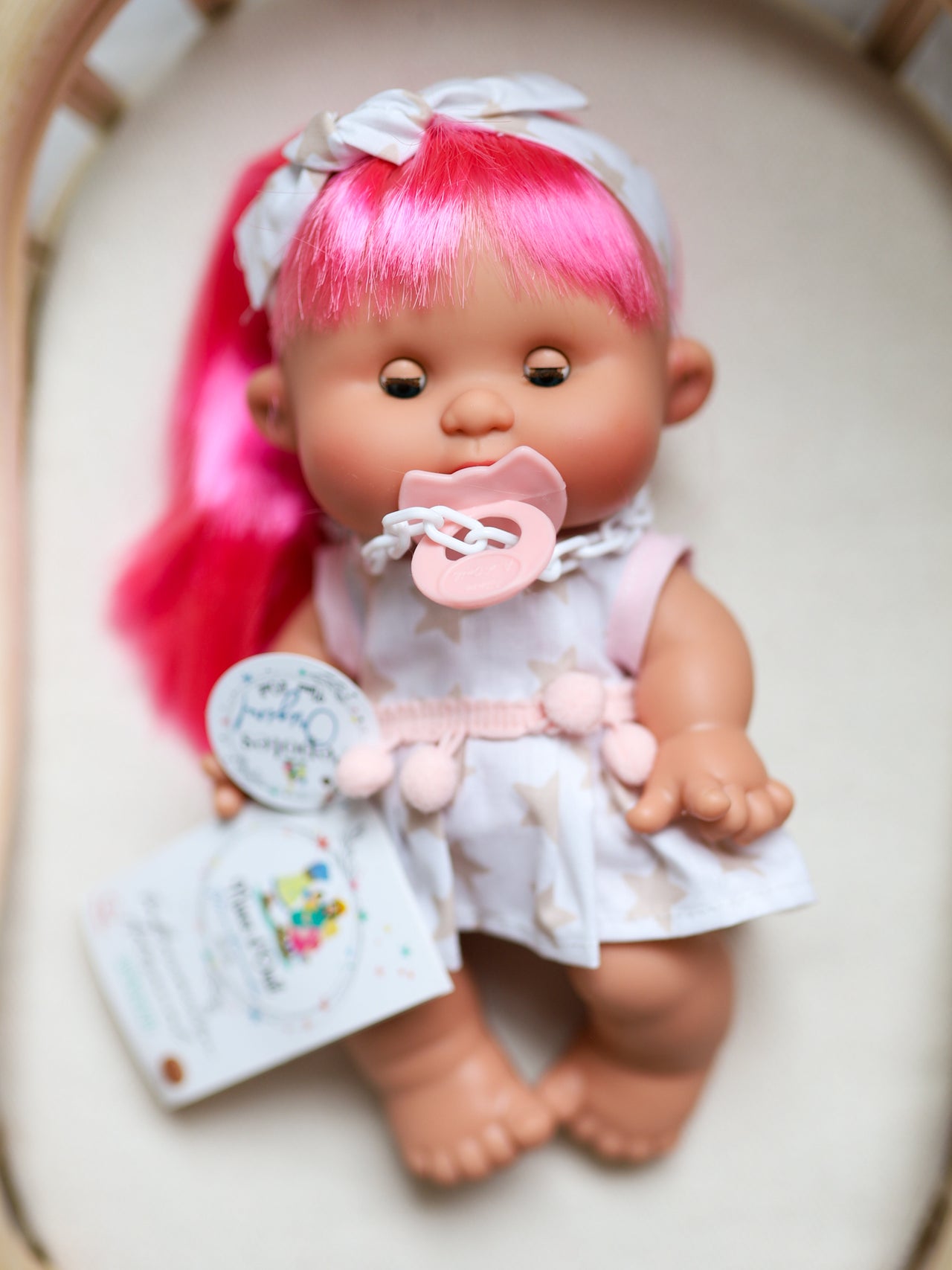 Lana - Authentic Pepotes 10.2" Girl Doll with Hot Pink Hair and Sleepy Eyes