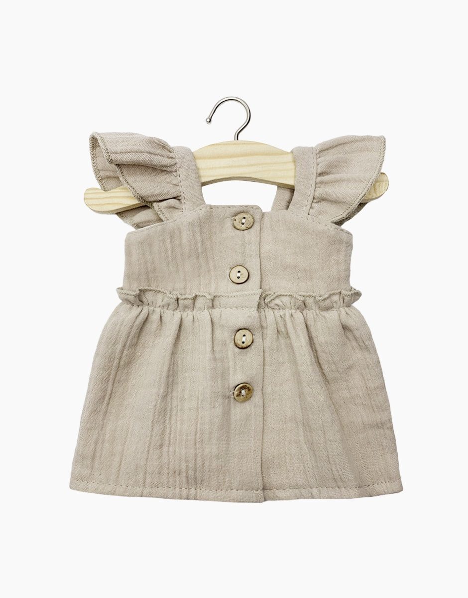 Minikane Elisa Apron Dress in Pebble Double Gauze