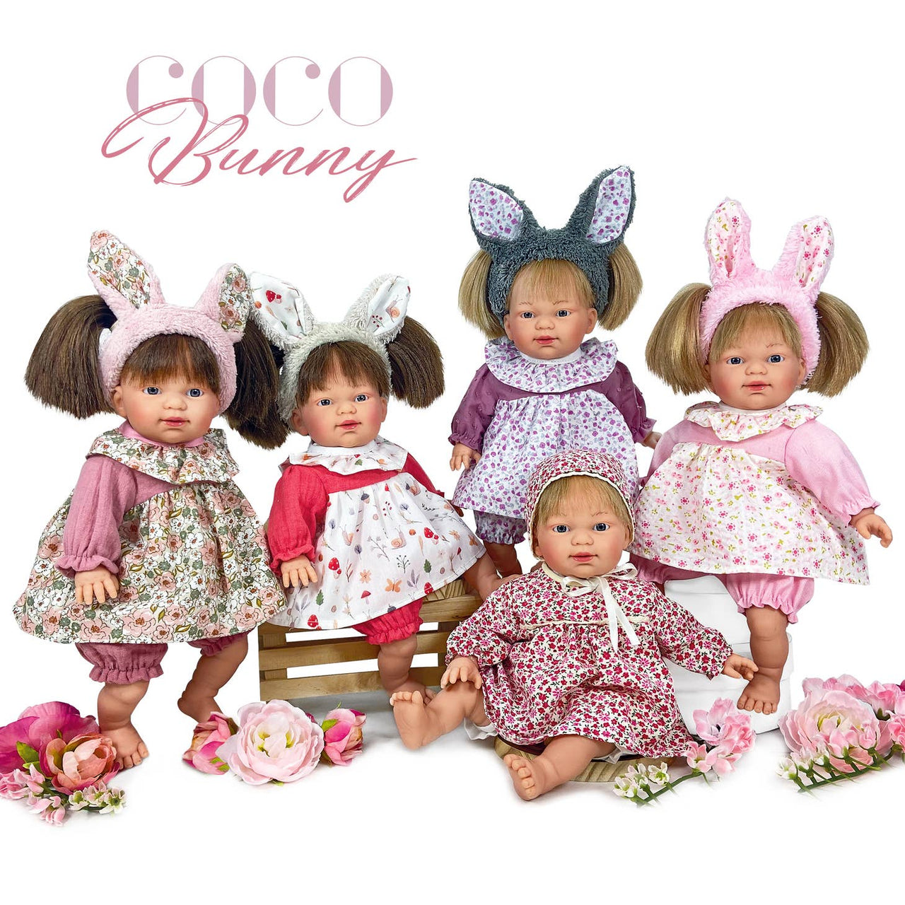 Posey - Coco Bunny Soft Body Doll with Blonde Hair and Bonnet