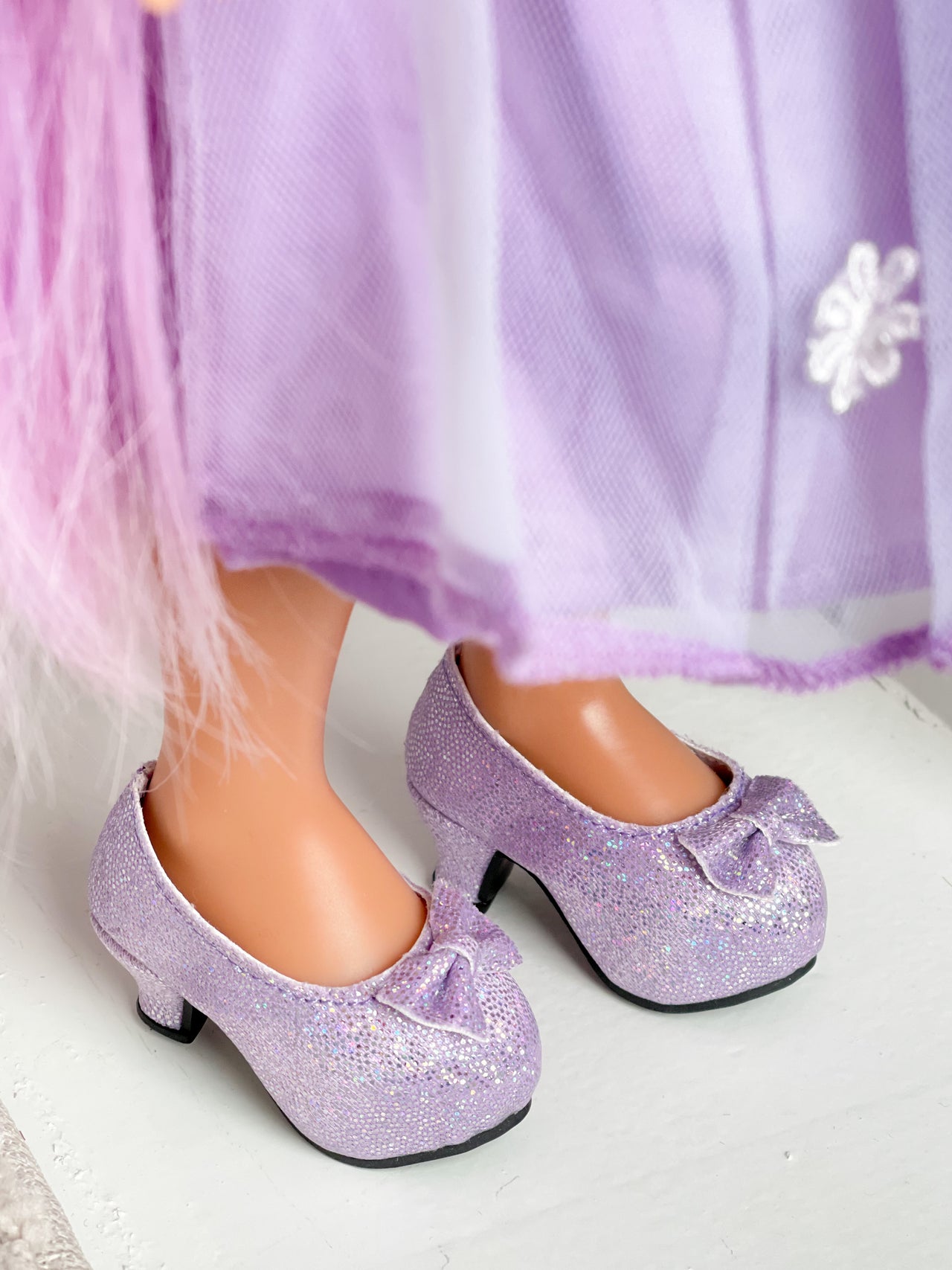 Sparkly High heels for Eva, Las Amigas + Wellie Wishers Dolls