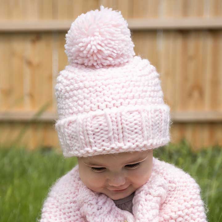 *OVERSTOCK SALE* Blush Pink Garter Stitch Beanie Hat