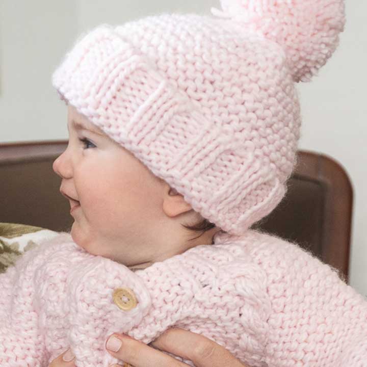 *OVERSTOCK SALE* Blush Pink Garter Stitch Beanie Hat