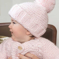 Thumbnail for *OVERSTOCK SALE* Blush Pink Garter Stitch Beanie Hat
