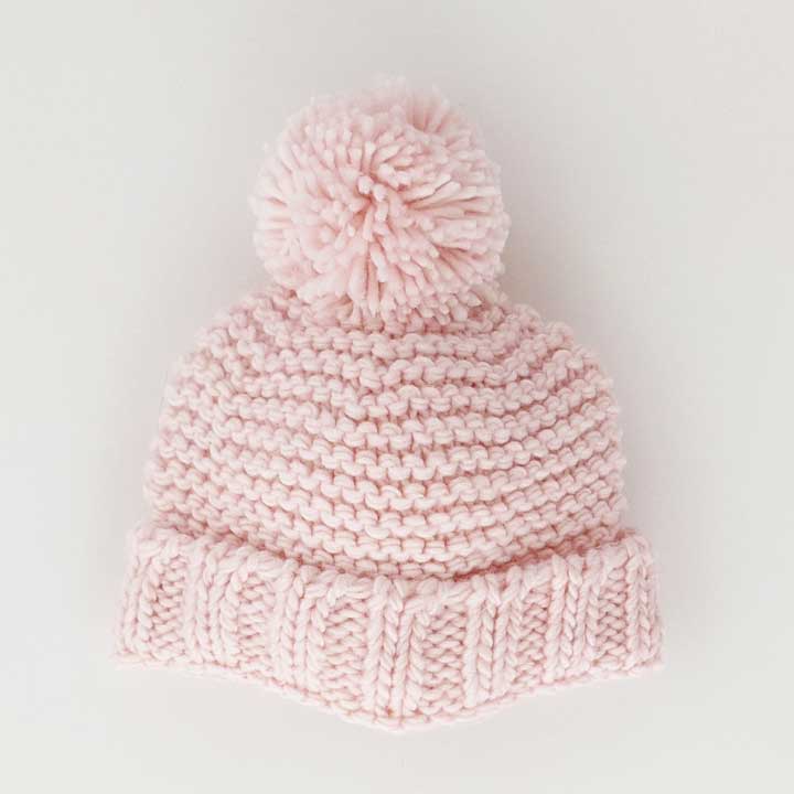 *OVERSTOCK SALE* Blush Pink Garter Stitch Beanie Hat