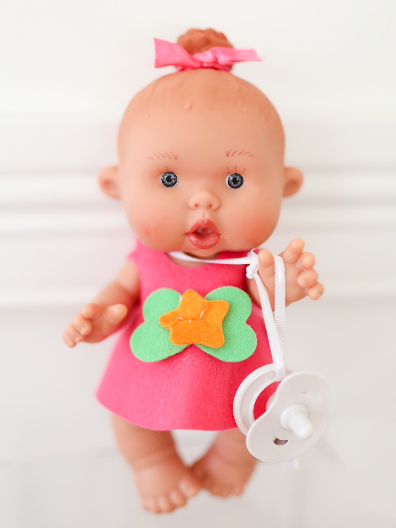 Lana - 8.2" Nenotin Girl Doll with Hot Pink Dress