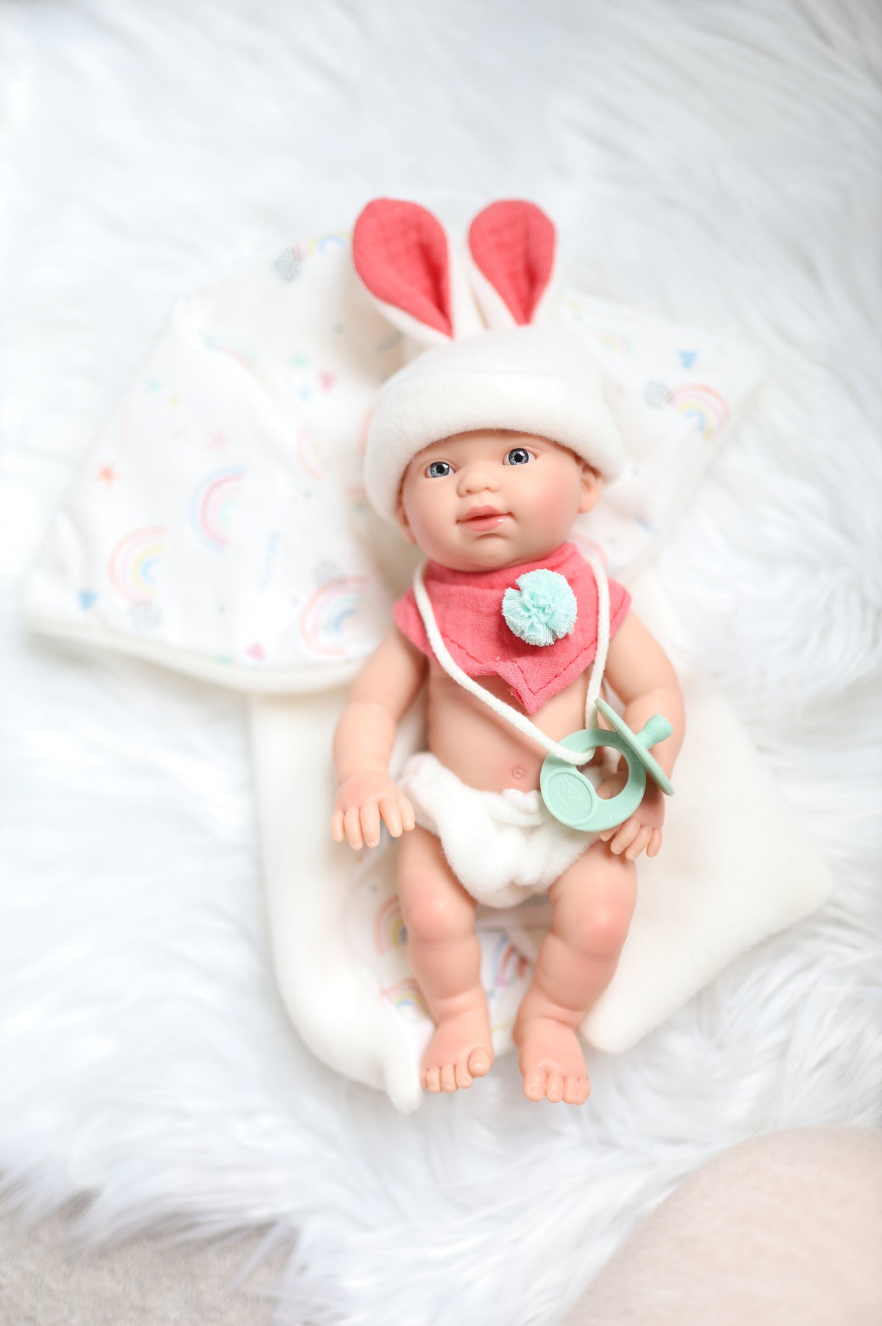 Easter Baby Doll with Bunny Ears, Blanket + Gift Box