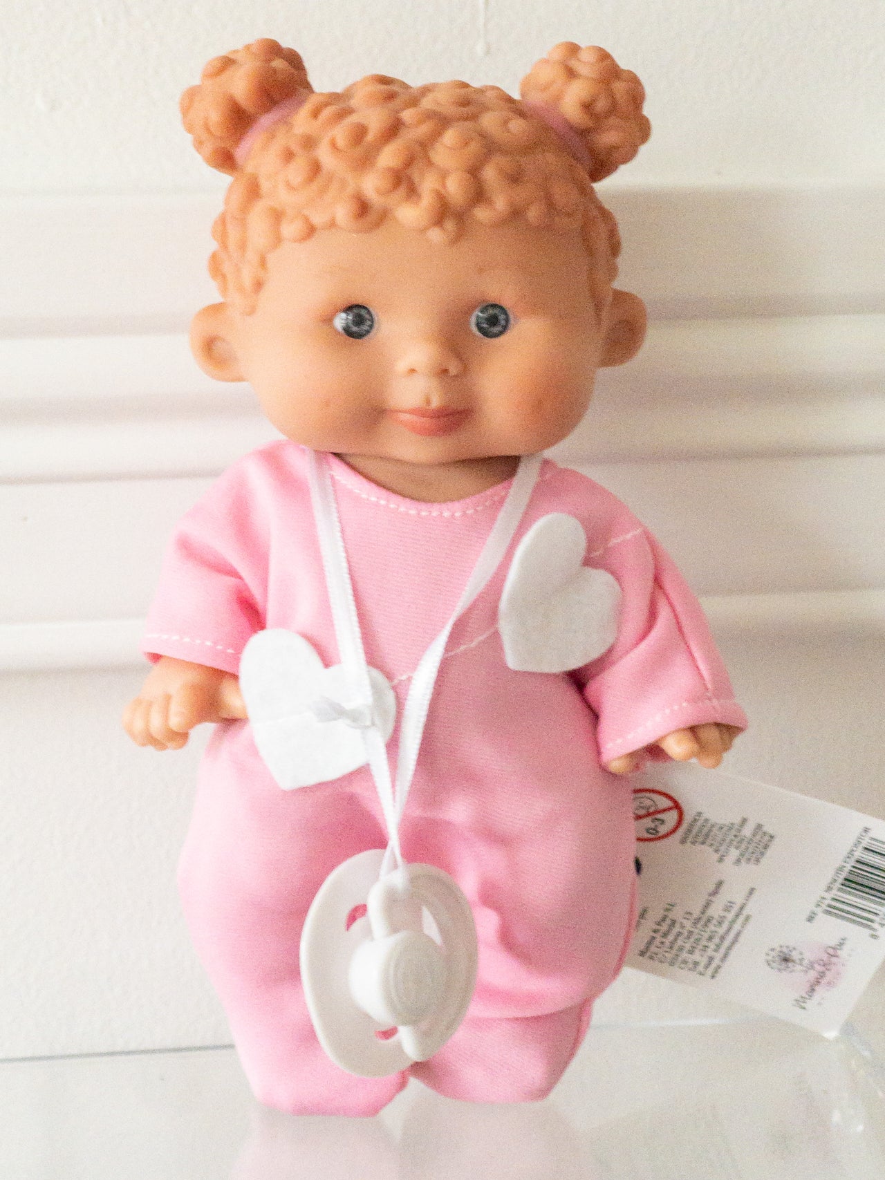Lainey - 8.2" Nenotin Girl Doll with Pink Heart Romper