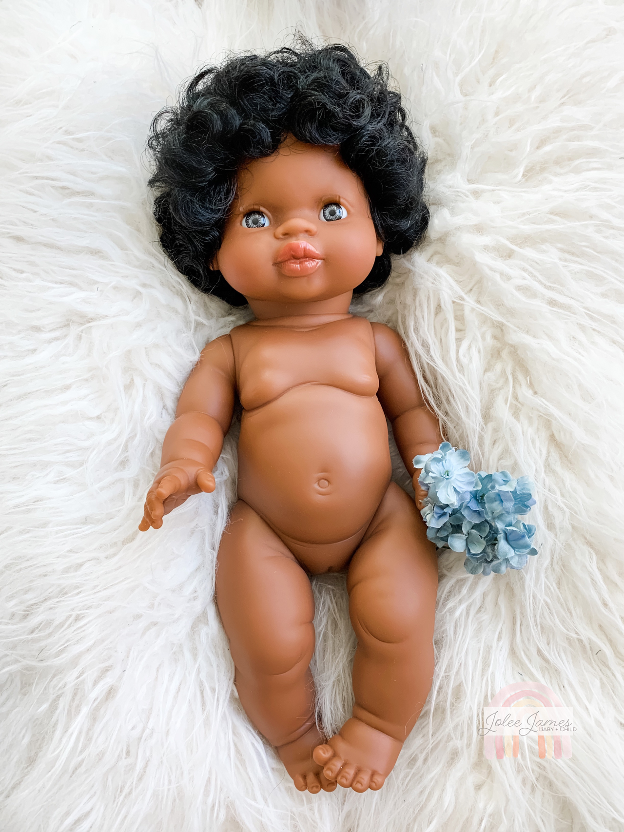 Minikane Imany Black Baby Girl Doll with Blue Eyes