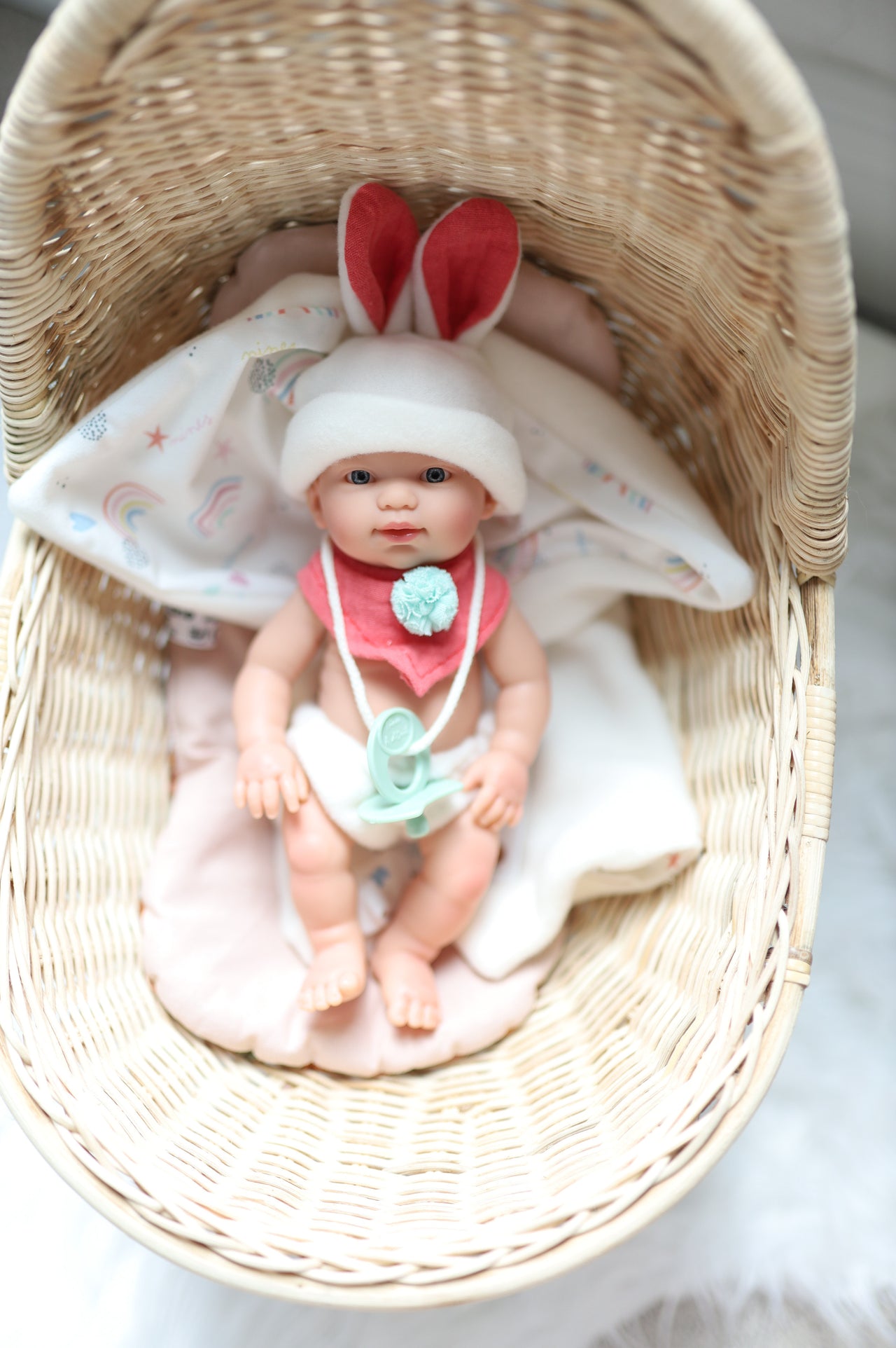 Easter Baby Doll with Bunny Ears, Blanket + Gift Box