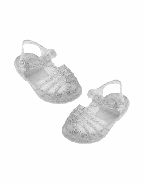 Jelly Sandals for Minikane Dolls in Clear Glitter