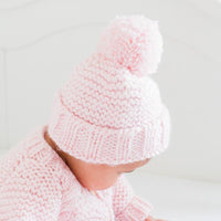 Thumbnail for *OVERSTOCK SALE* Blush Pink Garter Stitch Beanie Hat